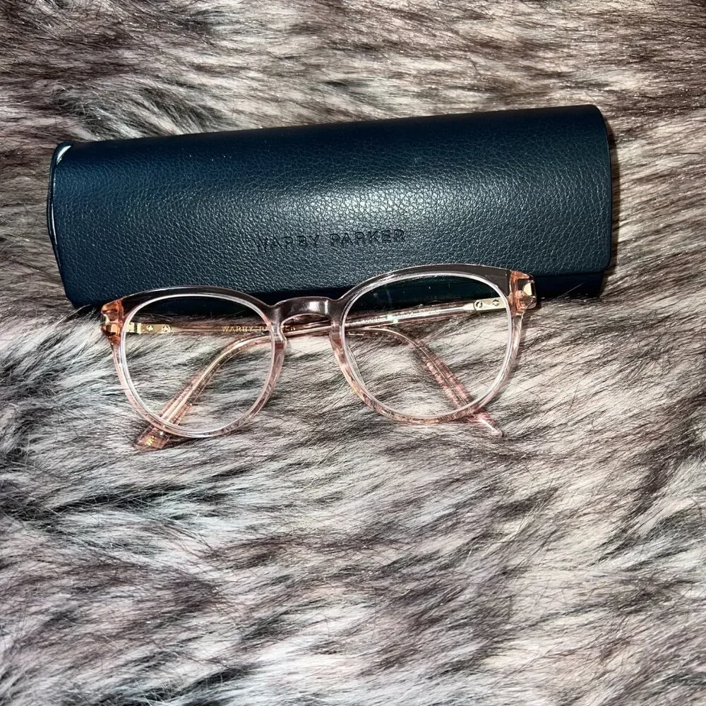 Warby Parker Glasses, Light rose/pink color with case - Picture 1 of 4
